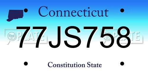 77JS758 Connecticut License Plate