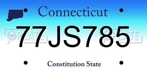 77JS785 Connecticut License Plate