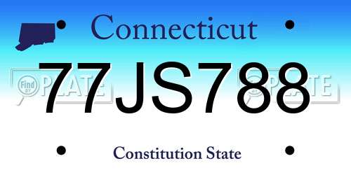 77JS788 Connecticut License Plate