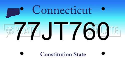 77JT760 Connecticut License Plate