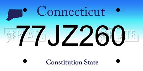 77JZ260 Connecticut License Plate