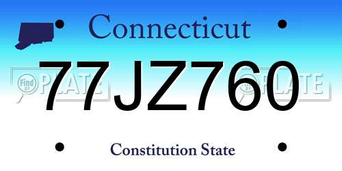 77JZ760 Connecticut License Plate
