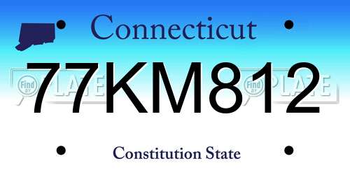 77KM812 Connecticut License Plate