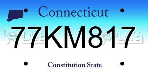 77KM817 Connecticut License Plate