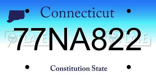 77NA822 Connecticut License Plate