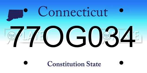 77OG034 Connecticut License Plate