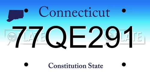 77QE291 Connecticut License Plate