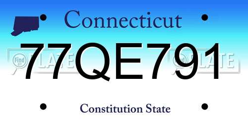77QE791 Connecticut License Plate