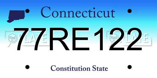 77RE122 Connecticut License Plate