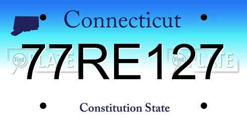 77RE127 Connecticut License Plate