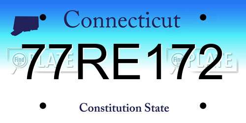 77RE172 Connecticut License Plate