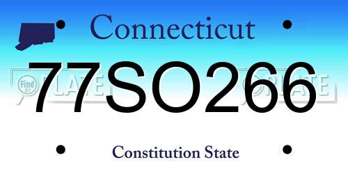 77SO266 Connecticut License Plate