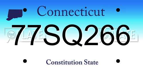 77SQ266 Connecticut License Plate