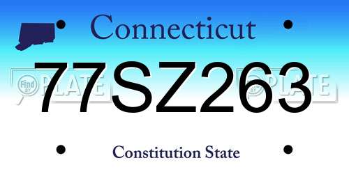 77SZ263 Connecticut License Plate