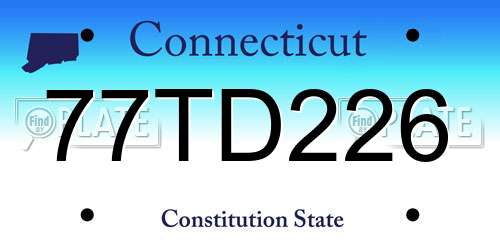 77TD226 Connecticut License Plate