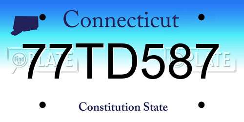77TD587 Connecticut License Plate