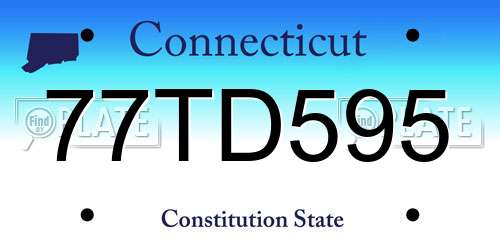 77TD595 Connecticut License Plate