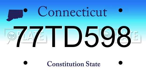 77TD598 Connecticut License Plate