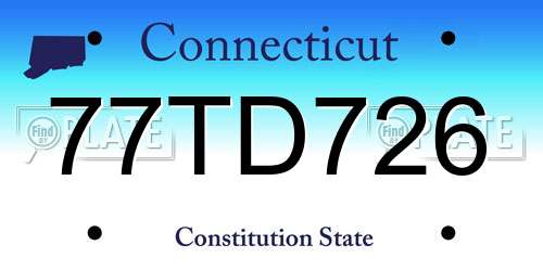 77TD726 Connecticut License Plate