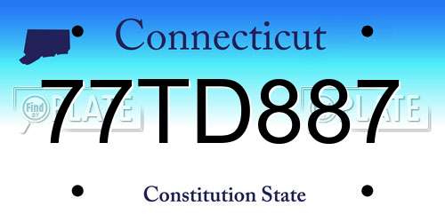 77TD887 Connecticut License Plate