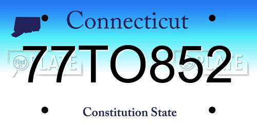77TO852 Connecticut License Plate