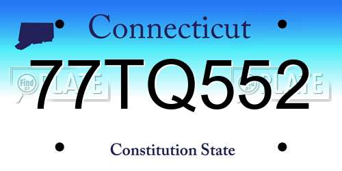 77TQ552 Connecticut License Plate