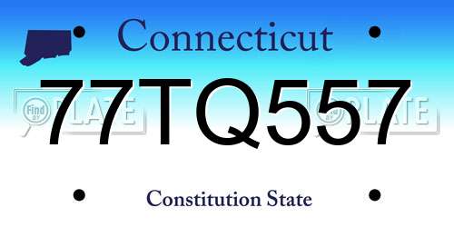 77TQ557 Connecticut License Plate