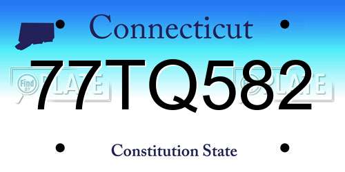 77TQ582 Connecticut License Plate