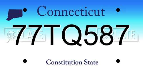 77TQ587 Connecticut License Plate