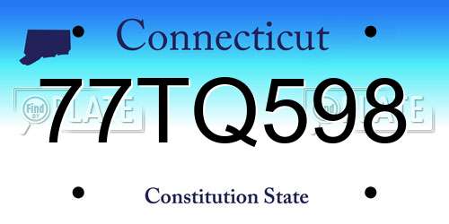 77TQ598 Connecticut License Plate