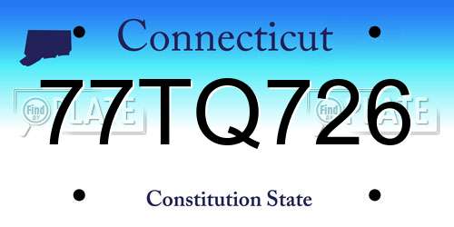77TQ726 Connecticut License Plate