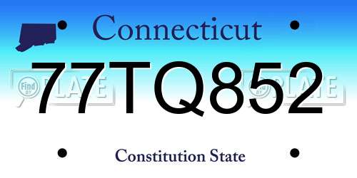 77TQ852 Connecticut License Plate