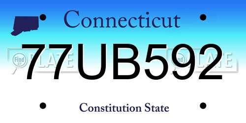 77UB592 Connecticut License Plate