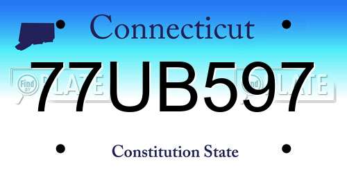 77UB597 Connecticut License Plate