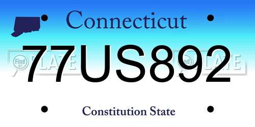 77US892 Connecticut License Plate