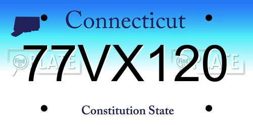 77VX120 Connecticut License Plate