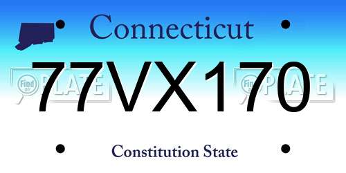 77VX170 Connecticut License Plate