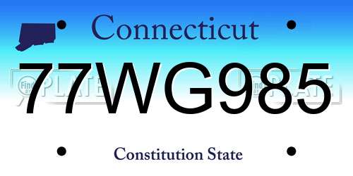 77WG985 Connecticut License Plate