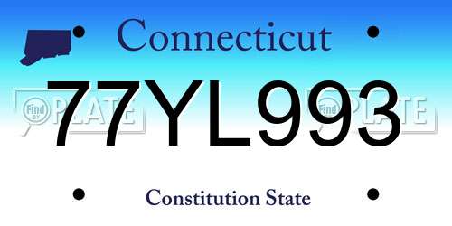 77YL993 Connecticut License Plate