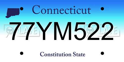 77YM522 Connecticut License Plate