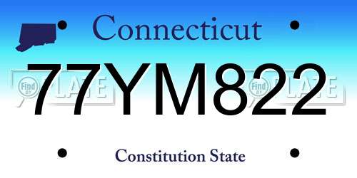 77YM822 Connecticut License Plate