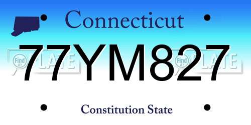 77YM827 Connecticut License Plate
