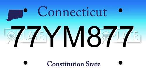 77YM877 Connecticut License Plate