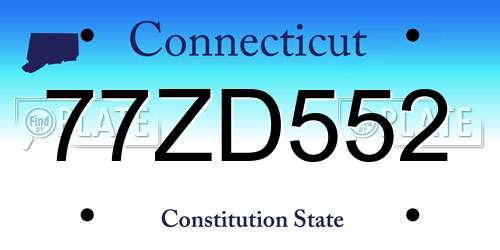 77ZD552 Connecticut License Plate