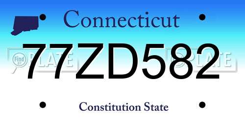 77ZD582 Connecticut License Plate