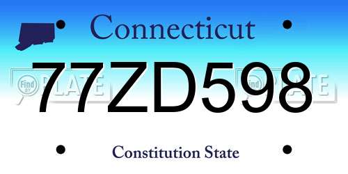 77ZD598 Connecticut License Plate