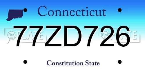 77ZD726 Connecticut License Plate