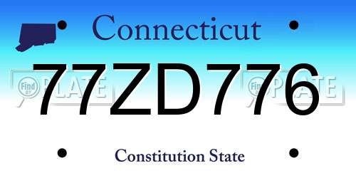 77ZD776 Connecticut License Plate