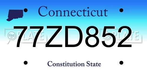 77ZD852 Connecticut License Plate