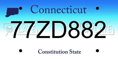 77ZD882 Connecticut License Plate